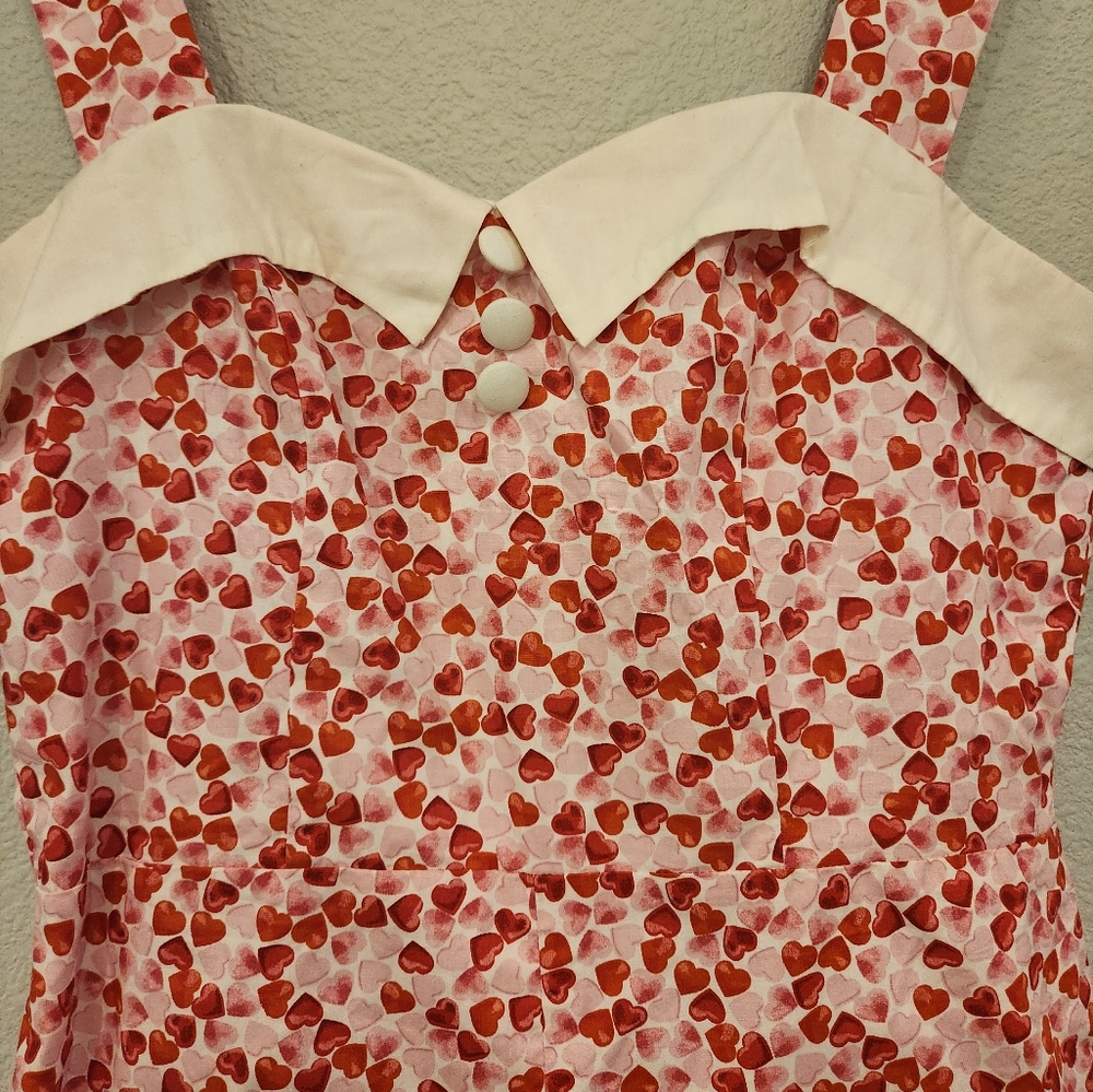 Women's Red Heart-Print Strap Romper - Picture 3 of 11